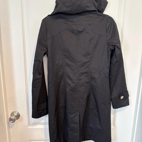 Michael Kors Black Hooded Trench Coat with gold detail - Picture 5 of 5